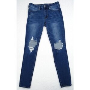 American Eagle Jeans Womens Size 6 Blue Denim High Rise Jegging Distressed